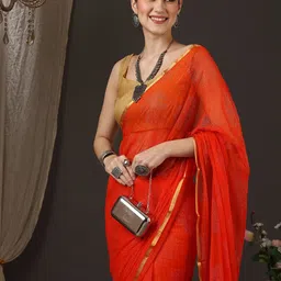 Anouk Floral Embellished Zari Pure Chiffon Saree-picture-1