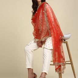 Dupatta Bazaar Ethnic Motifs Embroidered Dupatta with Zari image 5