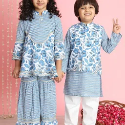 Readiprint Fashions Boys Floral Printed Regular Gotta Patti Pure Cotton Kurta With Pyjamas-15