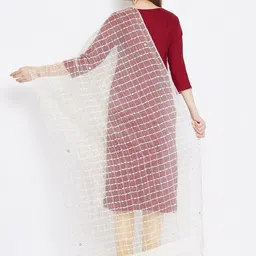 Clora Creation Woven Design Organza Dupatta with Sequinned image 4