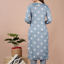 Kesarya Ethnic Motifs Embroidered Block Print Sequinned Kurta with Trousers & Dupatta image 5