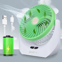 TAKSHA FANS High Speed Rechargeable portable Table Fan with LED Light Battery Powered 3 Blade Portable Mini Fan For Office Desk, Kitchen USB Fan-image-92