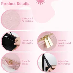 house of quirk Lighted Mirror, Travel Makeup Train Case with 3-Color Setting Makeup Vanity Box image 4