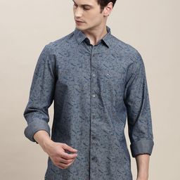 Turtle Men Relaxed Slim Fit Floral Printed Spread Collar Cotton Casual Shirt-picture-45