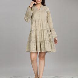 BulBul Women Flared Sleeve Formal Fit & Flare Dress-image-65