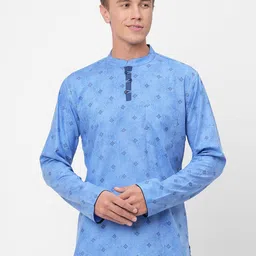 Arch element Men Geometric Printed Festive Cotton Straight Kurta-image-4