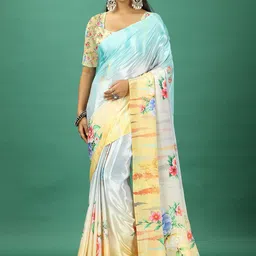 NIRMAL CREATION Floral Printed Pure Crepe Saree-image-67