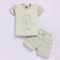 Nottie Planet Boys Printed Round Neck Pure Cotton T-Shirt With Shorts-12