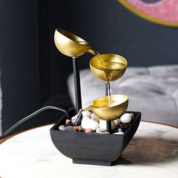 The Artment Lustre Orb Gold Indoor Fountain With Adjustable Water Pump-55