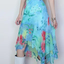 LULU & SKY Abstract Printed Asymmetrical Length Skirt image 3