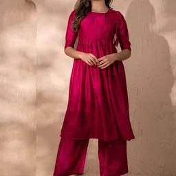 MABISH by Sonal Jain Women Solid A-Line Kurta with palazzo-picture-39