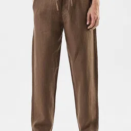 Snitch Men Relaxed Fit Mid-Rise Trousers Snitch Brown Mid-Rise Relaxed Fit Trouser-image-21