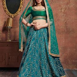 ODETTE Embroidered Sequinned Semi-Stitched Lehenga & Blouse With Dupatta-image-78