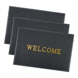 Kuber Industries Pack of 3 Grey Rubber Doormats-81