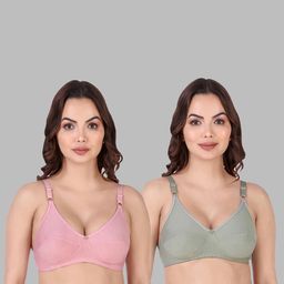 Women Cotton Pink,Green Non Padded Non-Wired Lingerie Bra Sport wear Gym Crop Tank Top-image-102