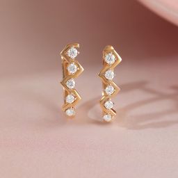 Mia by Tanishq 14KT Gold Natural Diamond Stud Earrings - 1.52 gm-picture-34