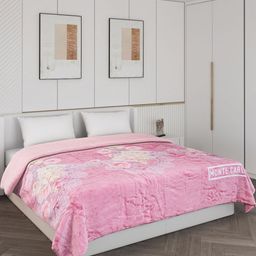 Monte Carlo Pink & White 550 GSM Floral Heavy Winter Double Bed Blanket-image-98