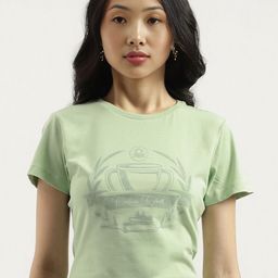 United Colors of Benetton Women Graphic Printed Round Neck Cotton T-shirt-picture-40