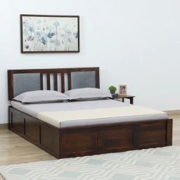 woodsworth from pepperfry Brevik Sheesham Wood Queen Size Bed In Provincial Teak Finish With Hydraulic Storage-picture-29