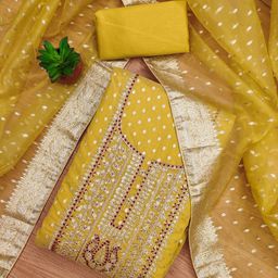 rangtulika ethnics Rangtulika Women Ethnics Embroidered Unstitched Dress Material-picture-45