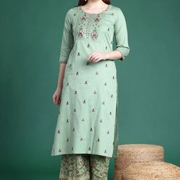 Suha Floral Printed Gotta Patti Straight Kurta With Palazzo-image-22