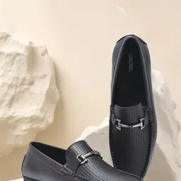 Cantabil Men Textured PU Horsebit Loafers-picture-35