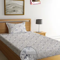 Myntra Elegant Homes Grey Printed 300 TC Fitted Single Bedsheet Set 1.50 m x 2.20 m-picture-33