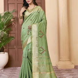 RAJGRANTH Floral Embroidered Silk Cotton Saree-image-26