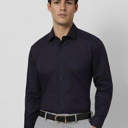 Van Heusen Men Slim Fit Spread Collar Micro Checked Cotton Formal Shirt-picture-19