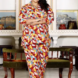 KALINI Printed Pure Cotton Tunic With Trousers Co-Ords-image-69