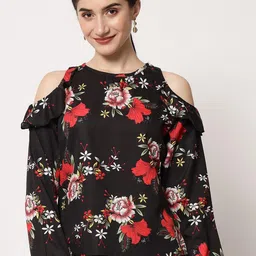 Stylecast X Kotty Women Floral Printed Cold-Shoulder Sleeves Regular Cotton Top-picture-16
