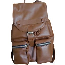 PERKED Unisex Solid Leather Backpack-3