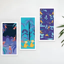 Art Street Blue & Black 3 Piece Synthetic Wood Other Wall Paintings-image-41