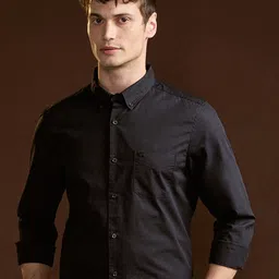 THE BEAR HOUSE Men Slim Fit Button-Down Collar Solid Cotton Formal Shirt-picture-20