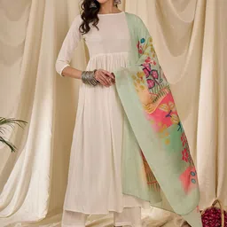 InWeave Women Regular Kurta with Palazzos & With Dupatta-image-77