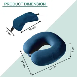 Aura Navy Blue Set of 4 Memory Foam Filled Polyester Travel Pillow image 4