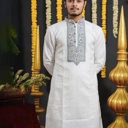 SHRIIMANT Men Embroidered Yoke Design Straight Kurta-picture-32