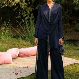 AJIESH OBEROI Embellished Mandarin Collar Neck Top With Trousers Co-Ords-image-11