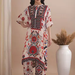 FASHOR Floral Printed Muslin Silk Top With Palazzo Co-Ords-picture-53