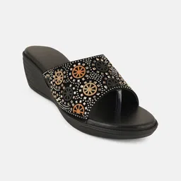 Rubeezz Women Embellished Beaded Wedge Heels Sandals-image-95