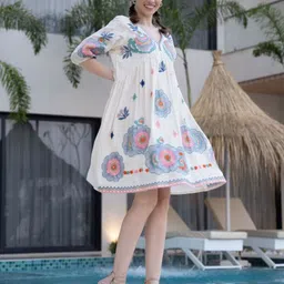 Zolo Label Floral Print Bell Sleeve A-Line Dress-image-37