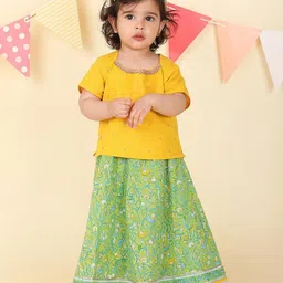 Fabindia Girls Printed Ready to Wear Cotton Lehenga & Embroidered Choli-49
