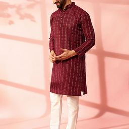 JASHNA Men Printed Regular Kurta with Pyjamas image 2