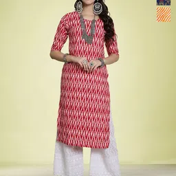 Moda Rapido Women Ethnic Motifs Printed Mirror Work Floral Crepe Kurta-image-50