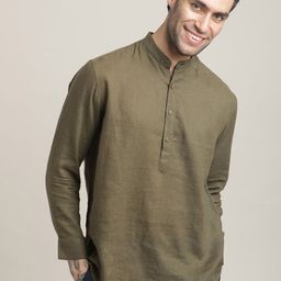 Saltpetre Dusk-By-The Dock Relaxed Band Collar Kurta-image-91