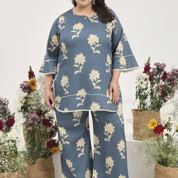 Tissu Plus Size Printed Pure Cotton Co-Ords Set-67