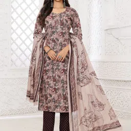 MIRAAN Women Floral Printed Regular Pure Cotton Kurta with Trousers & With Dupatta-image-48