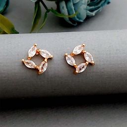 MEIRA JEWELLERY Rose Gold-Plated Artificial Stones Studded Floral Shaped Studs-picture-1