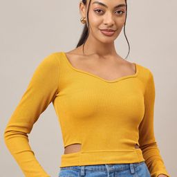 The Roadster Lifestyle Co. Women Long Sleeves Sweetheart Neck Crop Top-picture-32