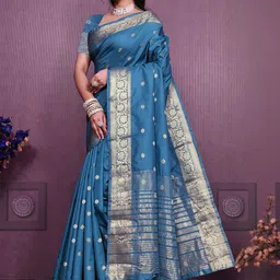 CANIZZARO Ethnic Motifs Woven Design Zari Banarasi Saree-picture-33